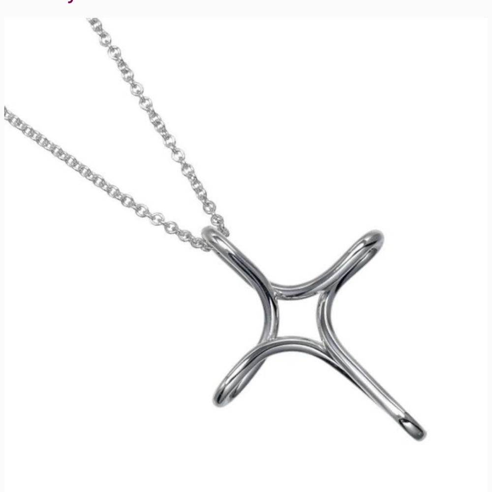 Tiffany & Co Elsa Peretti open Silver Cross Pendant Necklace